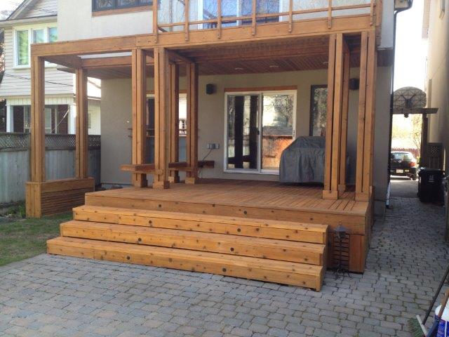 Davids cedar deck after the staining job.